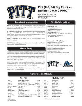 Pitt (0-0, 0-0 Big East) Vs