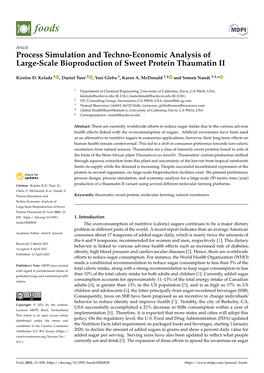 Process Simulation and Techno-Economic Analysis of Large-Scale Bioproduction of Sweet Protein Thaumatin II