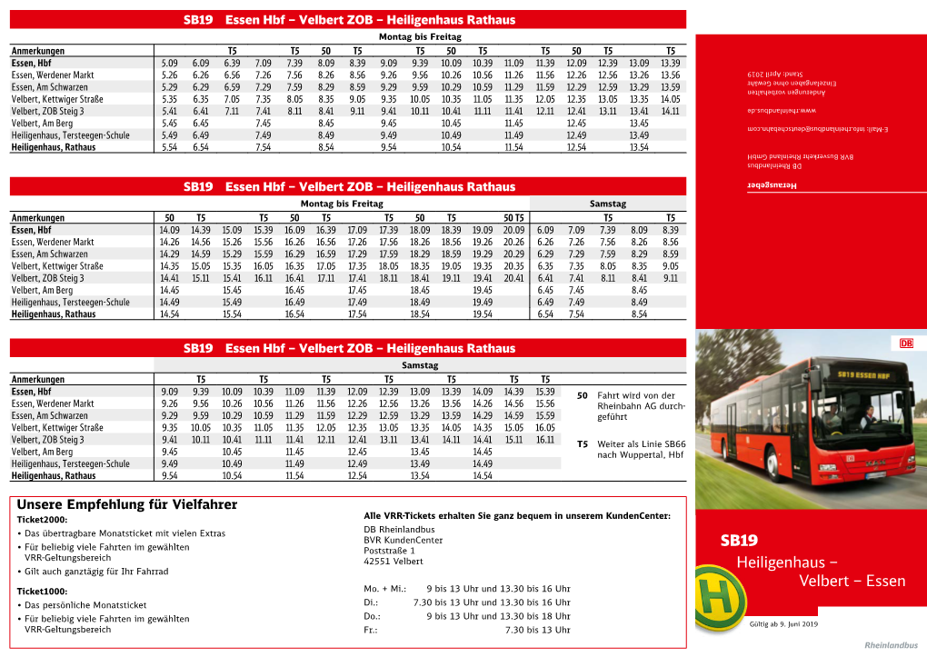 SB19 Heiligenhaus – Velbert – Essen