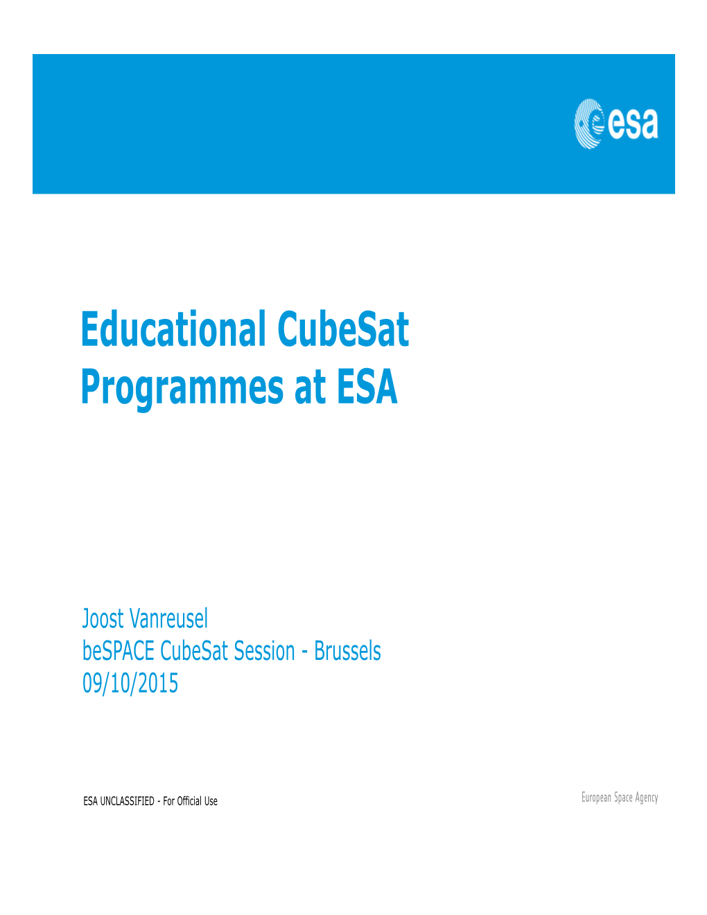 ESA Education Cubesat Programmes