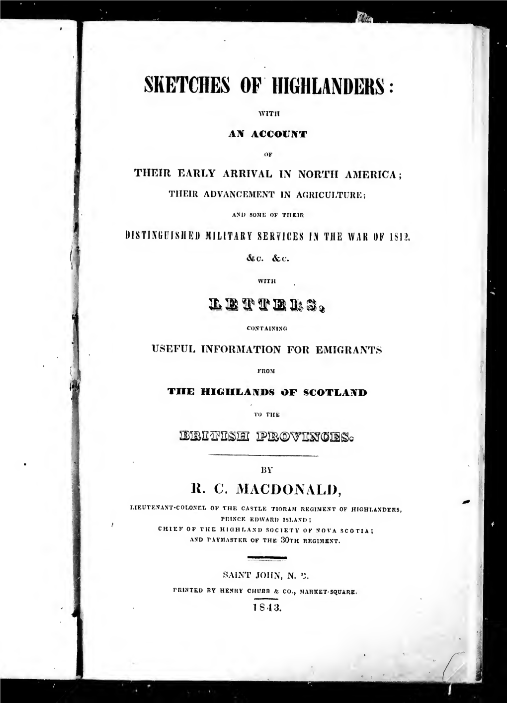Sketches of Highlanders [Microform] : with an Account of Their Early Arrival