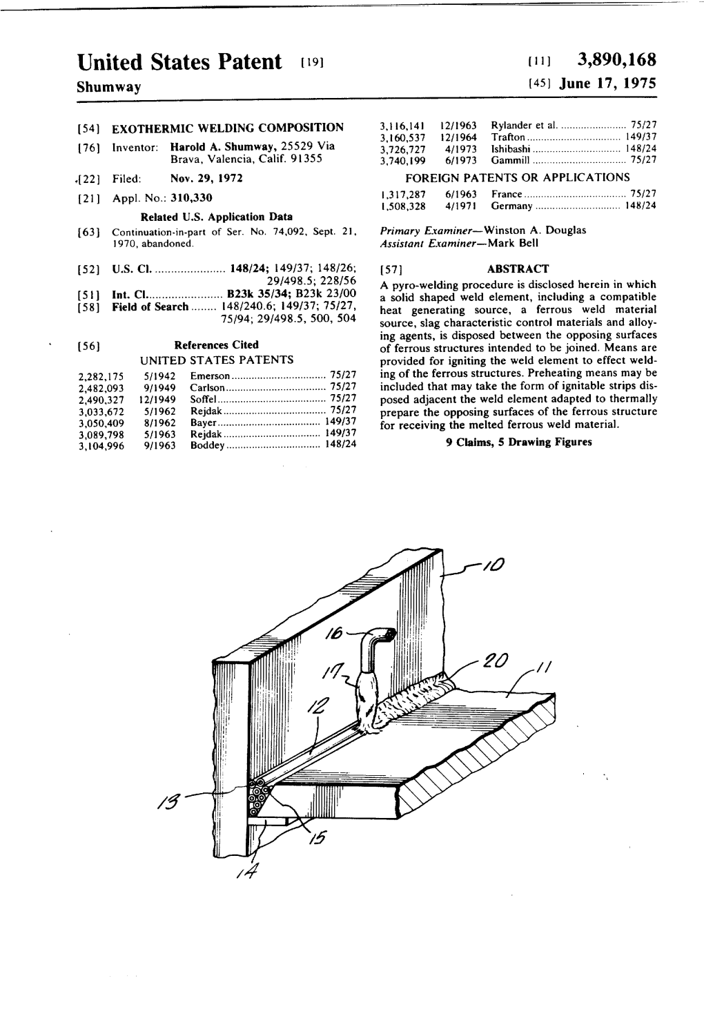 United States Patent (19) (11) 3,890,168