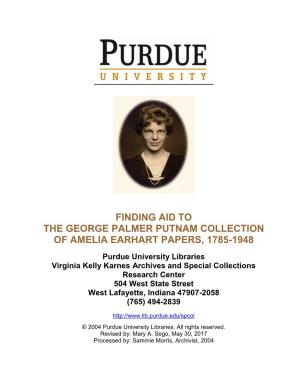 Finding Aid to the George Palmer Putnam Collection of Amelia Earhart Papers, 1785-1948