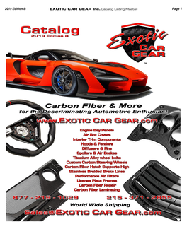 2019 Edition B EXOTIC CAR GEAR Inc..Catalog Listing Master Page 1 2019 Edition B EXOTIC CAR GEAR Inc..Catalog Listing Master Page 2