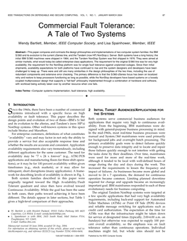 Commercial Fault Tolerance: a Tale of Two Systems