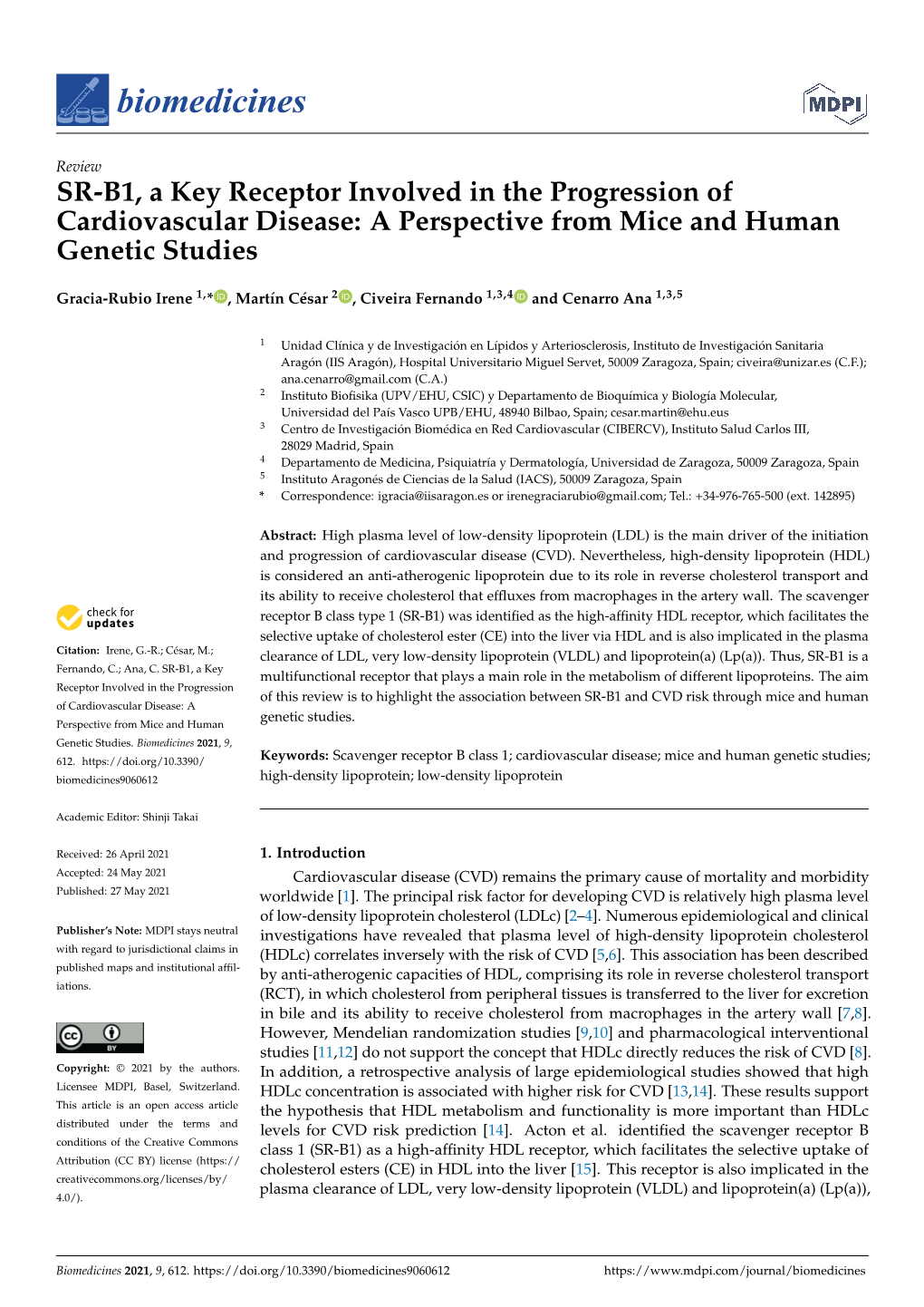 SR-B1, a Key Receptor Involved in the Progression of Cardiovascular Disease: a Perspective from Mice and Human Genetic Studies