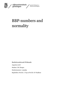 BBP-Numbers and Normality