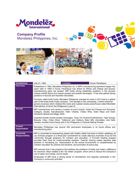 Company Profile Mondelez Philippines, Inc