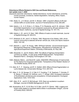Disturbance OHV Citations to 2008