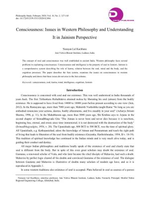 Consciousness: Issues in Western Philosophy and Understanding It in Jainism Perspective
