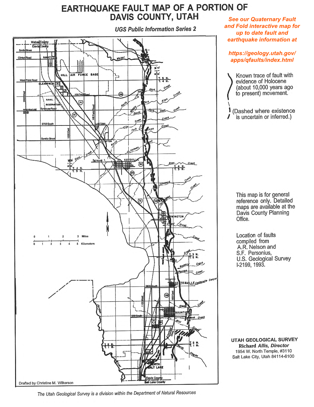 Earthquake Fault Map of a Portion of Davis County, Utah