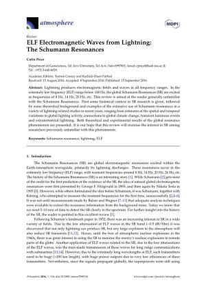 ELF Electromagnetic Waves from Lightning: the Schumann Resonances