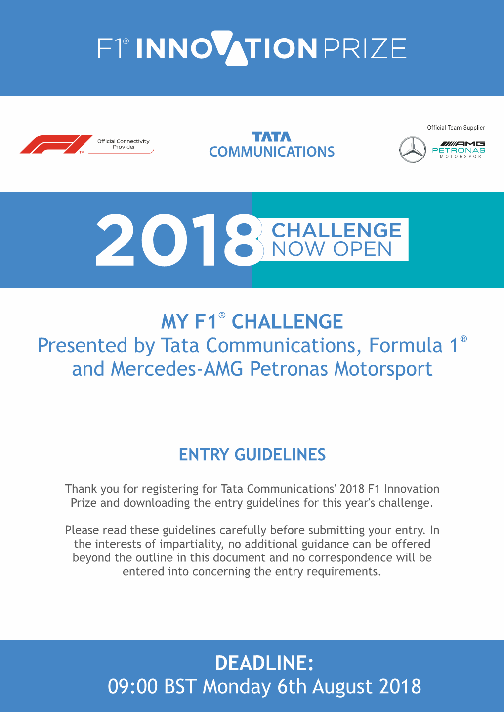 F1 Innovation Prize 2018 Challenge Brief V1.Cdr