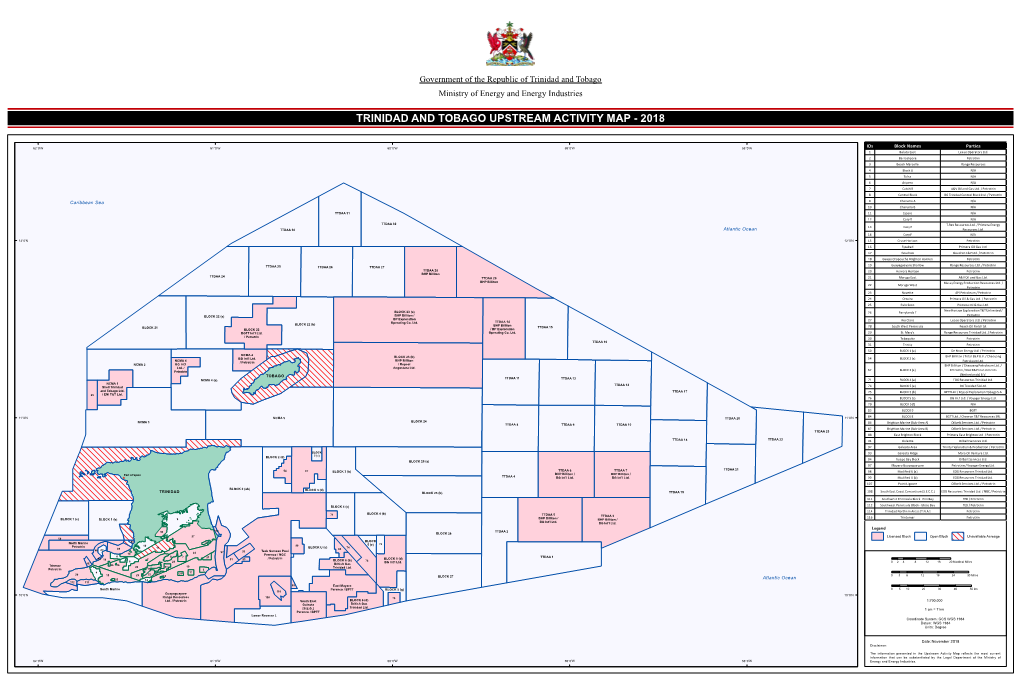 Trinidad and Tobago Upstream Activity Map - 2018