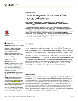 Lethal Mutagenesis of Hepatitis C Virus Induced by Favipiravir