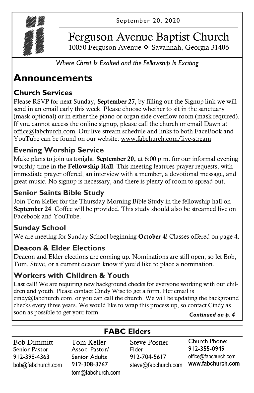 2020-09-20 Sunday Bulletin