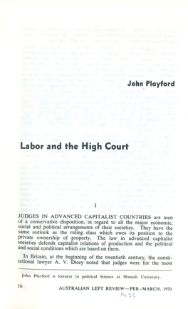 Labor and the High Court