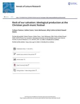 Rock of Our Salvation: Ideological Production at the Christian Youth Music Festival
