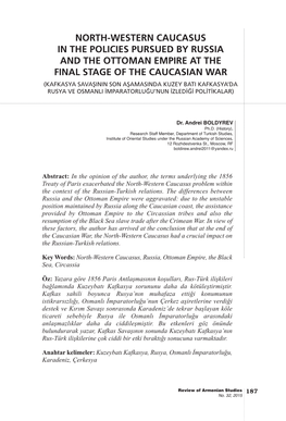 North-Western Caucasus in the Policies Pursued By