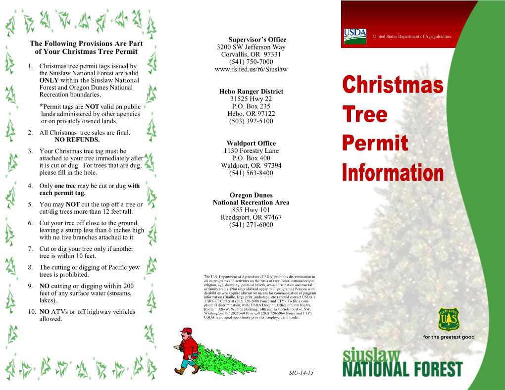 The Following Provisions Are Part of Your Christmas Tree Permit