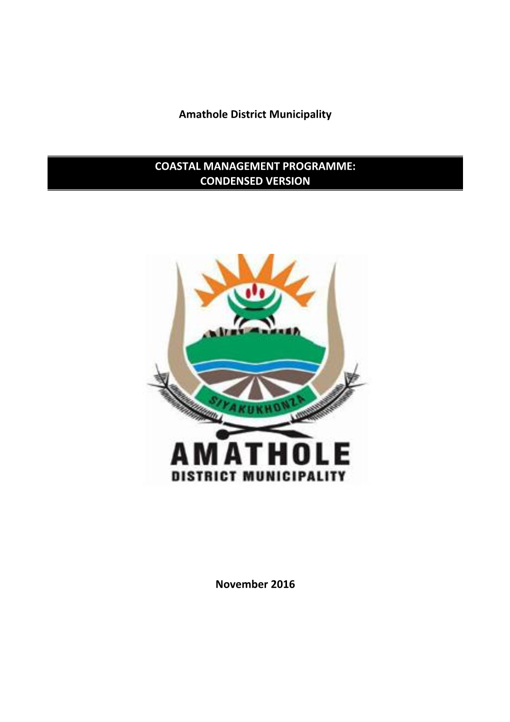 Draft Amthole District Coastal Management Programme