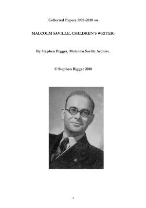 Collected Papers 1998-2010 on MALCOLM SAVILLE, CHILDREN's