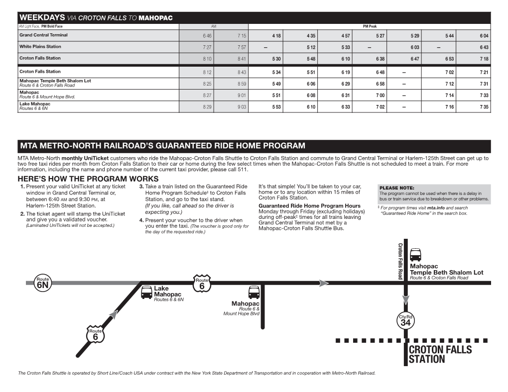 Croton Falls Station 5 56 6 21 6 46 7 00 7 34 8 10 8 30 5 06 5 49