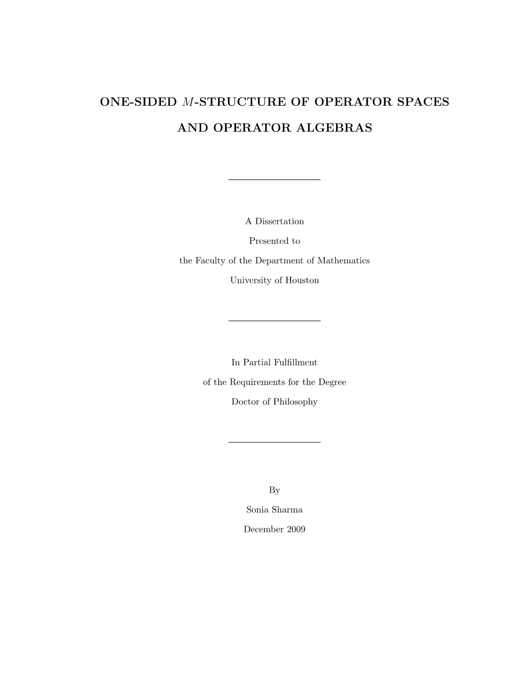 One-Sided M-Structure of Operator Spaces and Operator Algebras