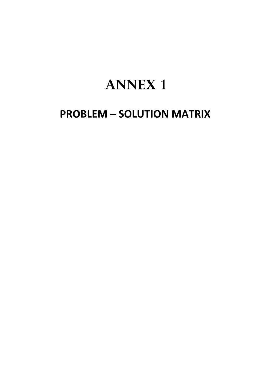 1 – Problem / Solution Matrix