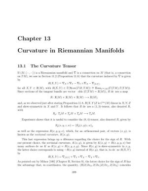Chapter 13 Curvature in Riemannian Manifolds