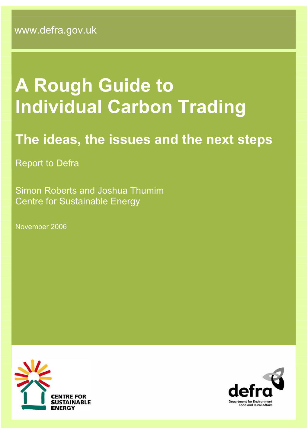 A Rough Guide to Individual Carbon Trading