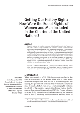 How Were the Equal Rights of Women and Men Included in the Charter of the United Nations?