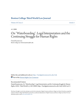 Legal Interpretation and the Continuing Struggle for Human Rights Daniel Kanstroom Boston College Law School, Kanstroo@Bc.Edu