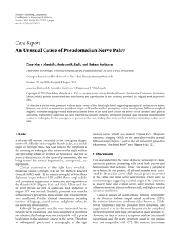 An Unusual Cause of Pseudomedian Nerve Palsy