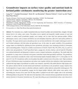Groundwater Impacts on Surface Water Quality and Nutrient Loads in 2 Lowland Polder Catchments: Monitoring the Greater Amsterdam Area