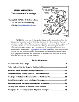 Sacred Astronomy: the Antithesis of Astrology