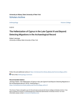 The Hellenization of Cyprus in the Late Cypriot III and Beyond: Detecting Migrations in the Archaeological Record