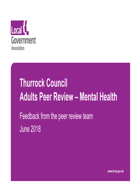 Thurrock Council Adults Peer Review – Mental Health