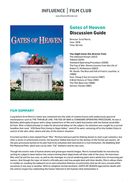 Gates of Heaven Discussion Guide