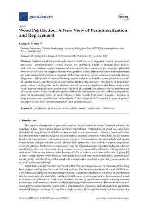 Wood Petrifaction: a New View of Permineralization and Replacement