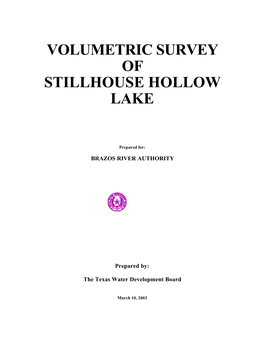 Volumetric Survey of Stillhouse Hollow Lake