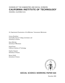 California Institute of Technology Pasadena, California 91125