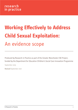 Working Effectively to Address Child Sexual Exploitation: an Evidence Scope