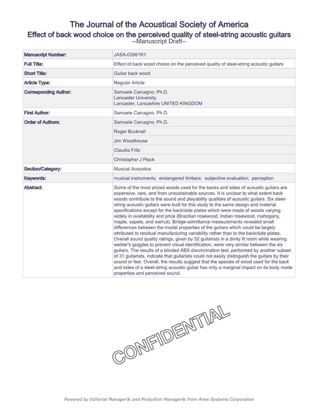 The Journal of the Acoustical Society of America