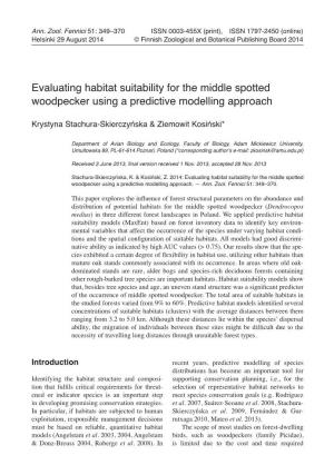 Evaluating Habitat Suitability for the Middle Spotted Woodpecker Using a Predictive Modelling Approach