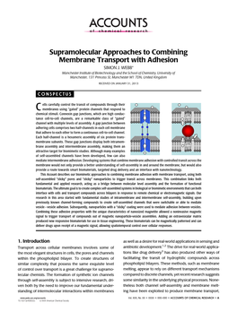 Supramolecular Approaches to Combining Membrane Transport with Adhesion SIMON J