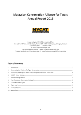 Malaysian Conservation Alliance for Tigers Annual Report 2015