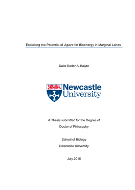 Exploiting the Potential of Agave for Bioenergy in Marginal Lands Dalal