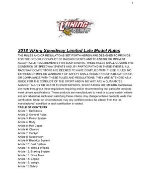 2018 Viking Speedway Limited Late Model Rules