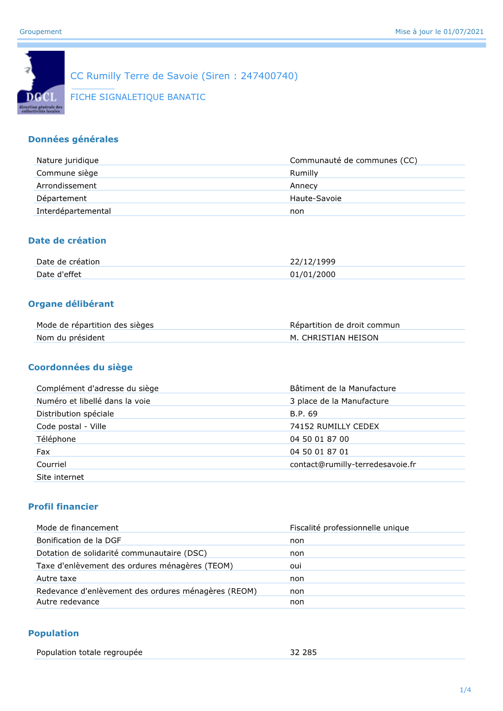 Communauté De Communes Du Canton De Rumilly (Siren